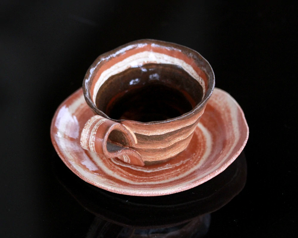 Keramická šálka na espresso/ristretto 70ml Hnedá Unikát !!! Ručne Modelované